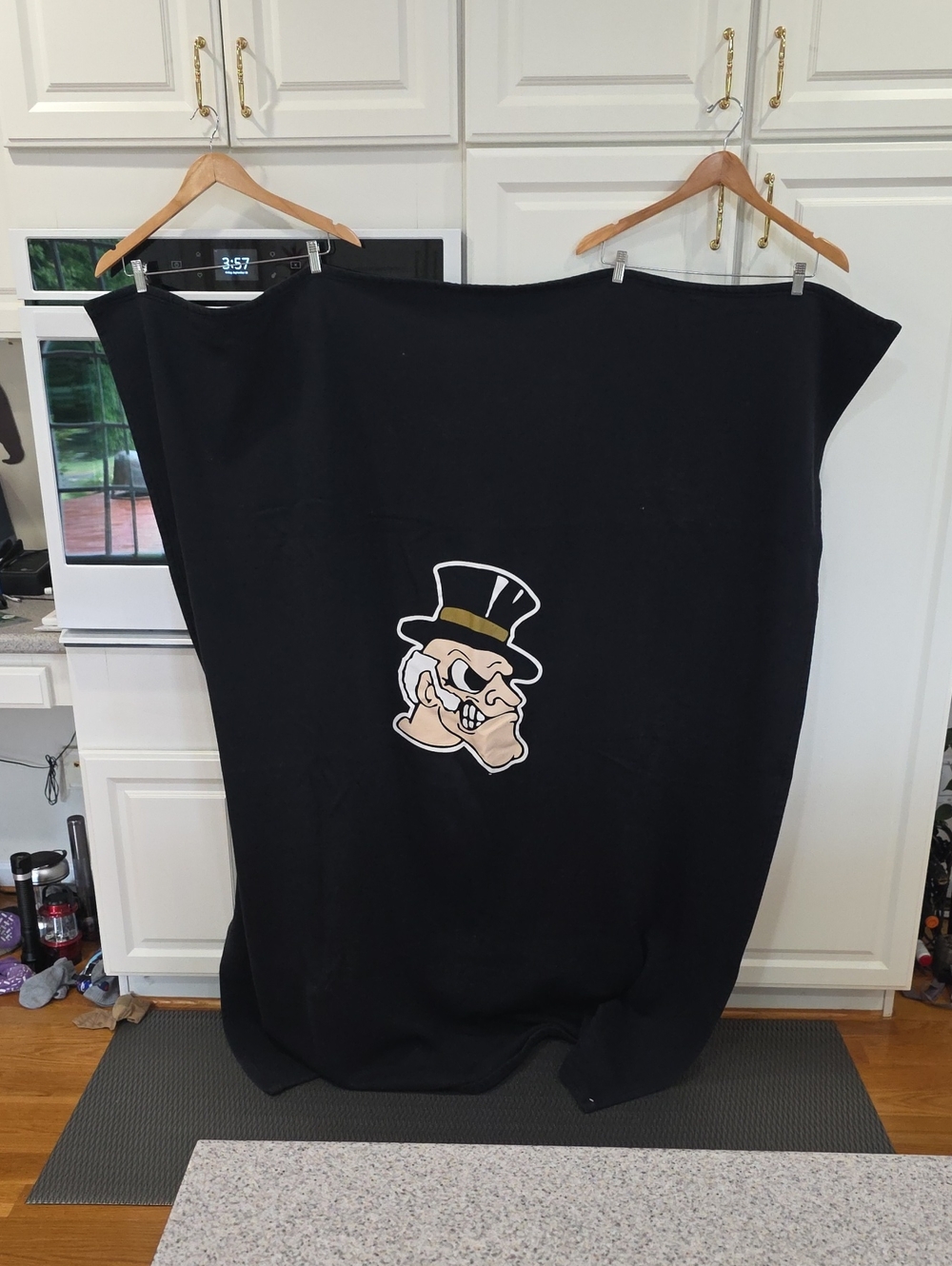 Deacon Demon Wake Forest Black Plush Throw Blanket Embroidered Mascot Accent